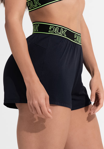 Short Fitness Feminino Soltinho Com Elástico No Cós Activity Dlk Preto