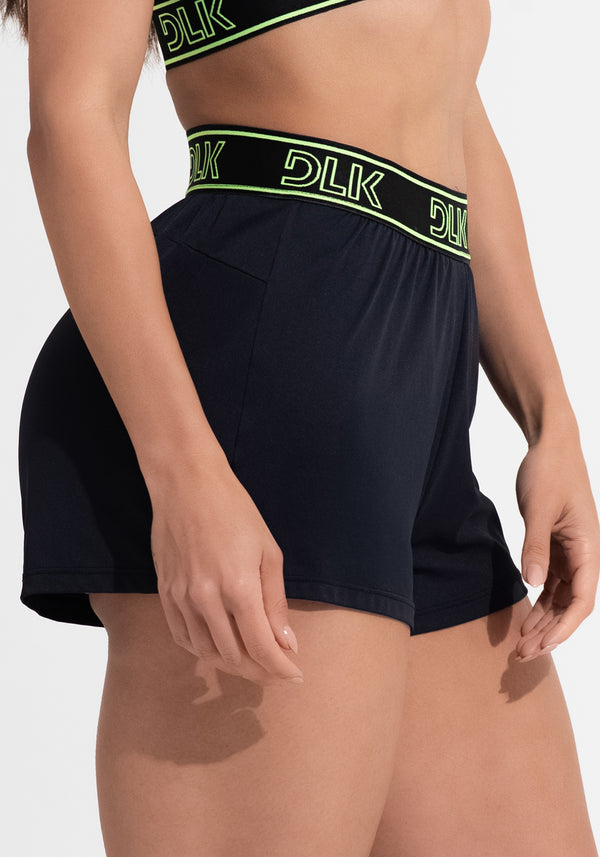 Short Fitness Feminino Soltinho Com Elástico No Cós Activity Dlk Preto