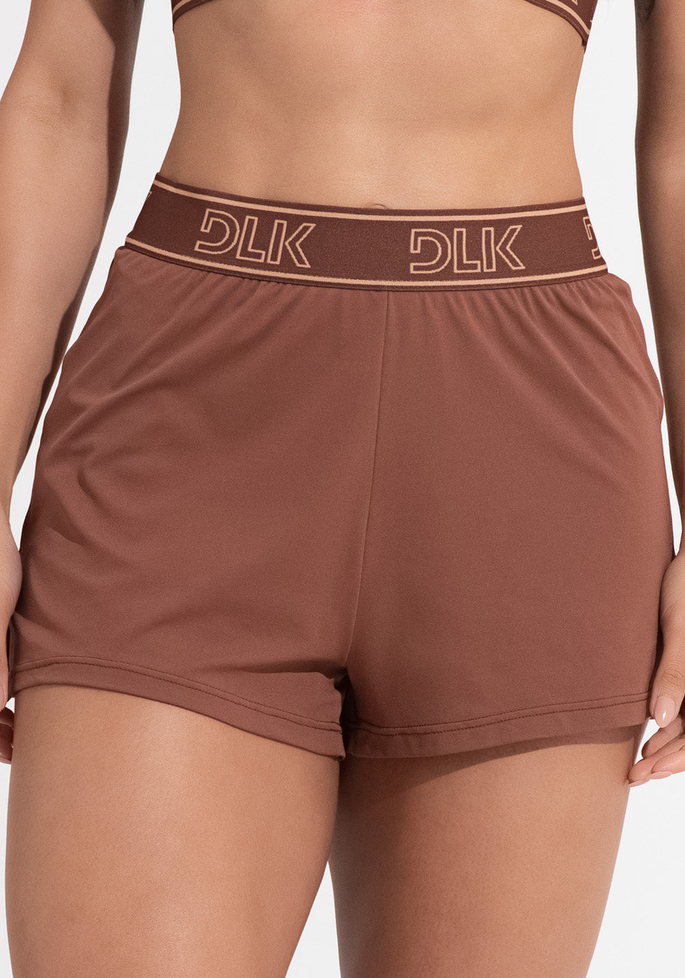 Short Fitness Feminino Soltinho Com Elástico No Cós Activity Dlk Marrom