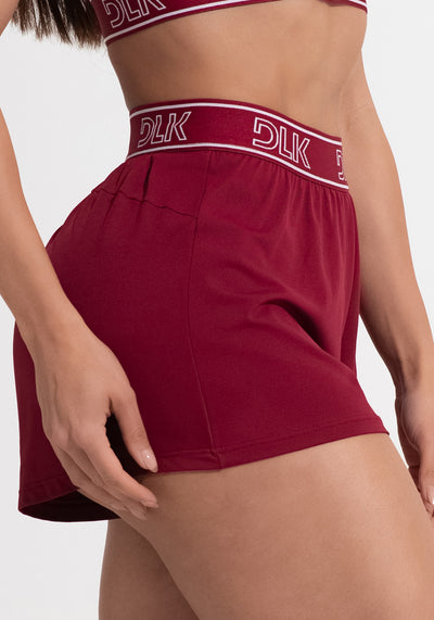 Short Fitness Feminino Soltinho Com Elástico No Cós Activity Dlk Vermelho Cereja