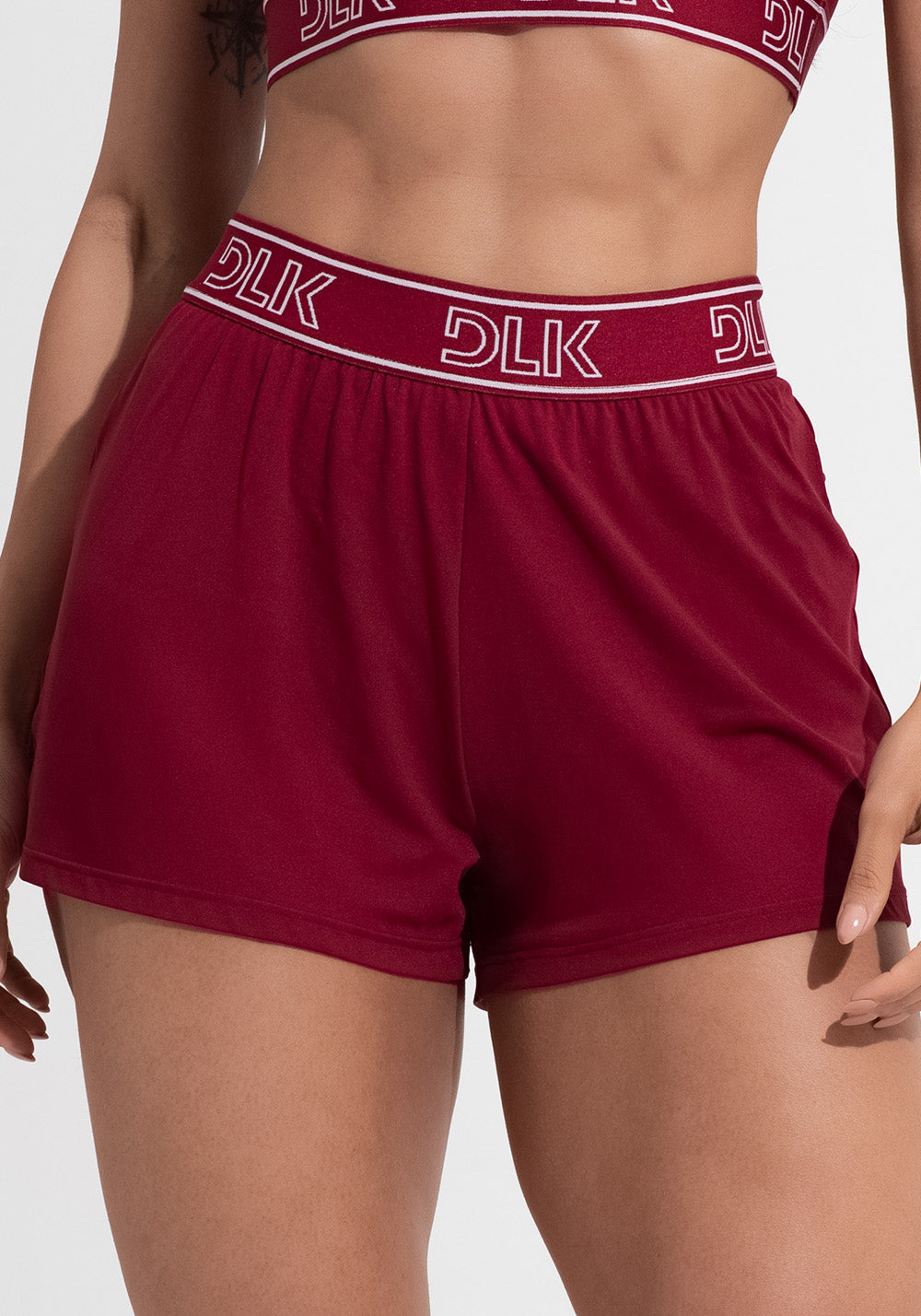 Short Fitness Feminino Soltinho Com Elástico No Cós Activity Dlk Vermelho Cereja
