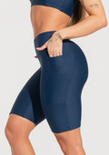 Bermuda De Treino Feminina Com Bolsos Básica Dlk Azul Marinho