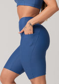 Bermuda De Treino Feminina Com Bolsos Básica Dlk Azul