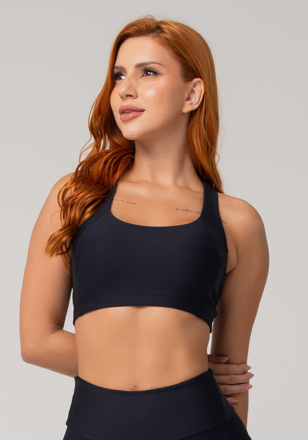 Top De Treino Feminino Modelo Nadador Básico Dlk Preto