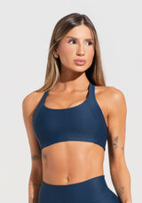 Top De Treino Feminino Modelo Nadador Básico Dlk Azul Marinho