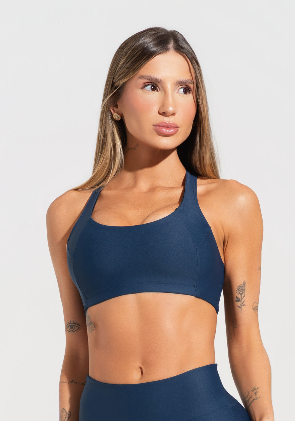 Top De Treino Feminino Modelo Nadador Básico Dlk Azul Marinho