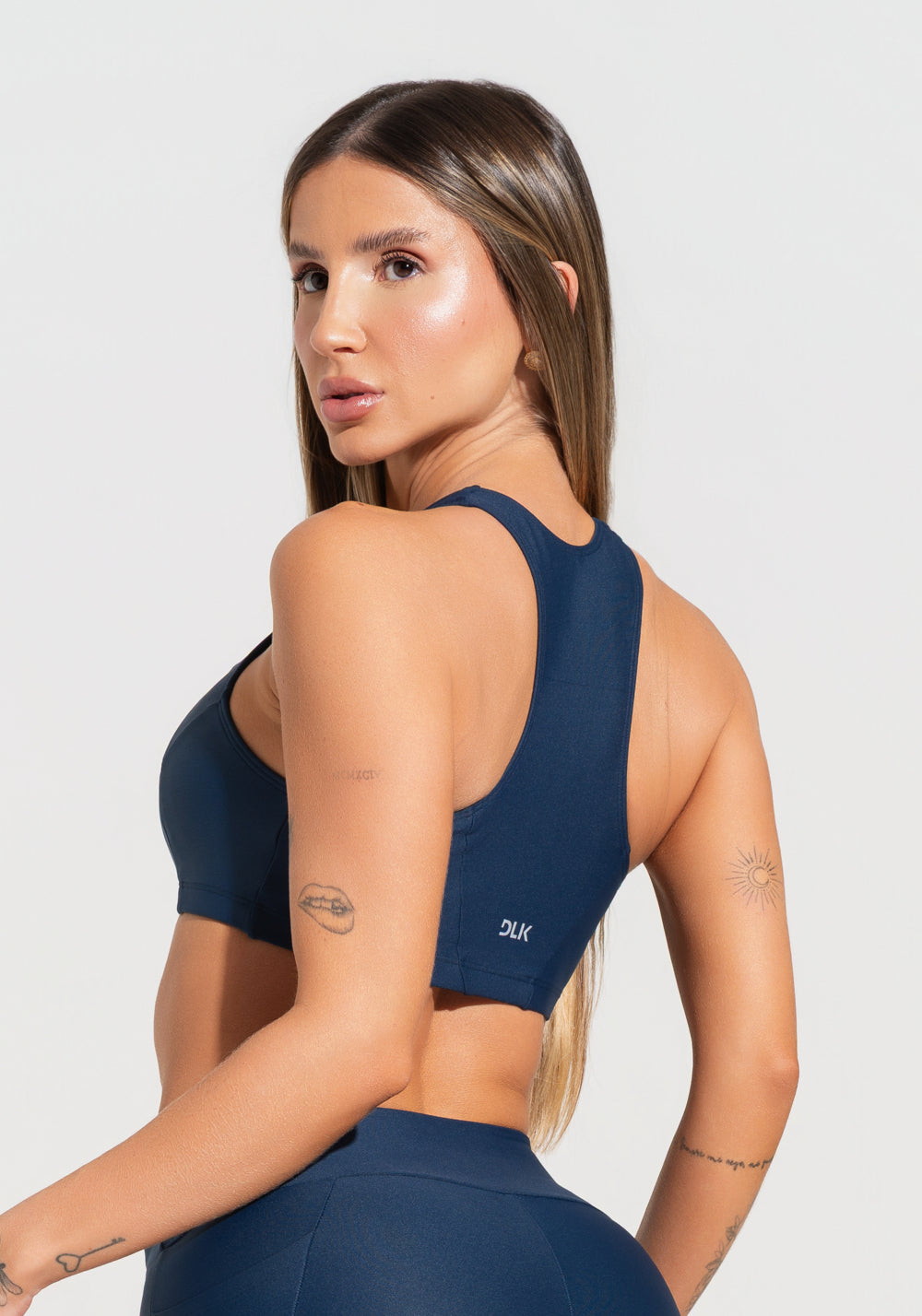 Top De Treino Feminino Modelo Nadador Básico Dlk Azul Marinho