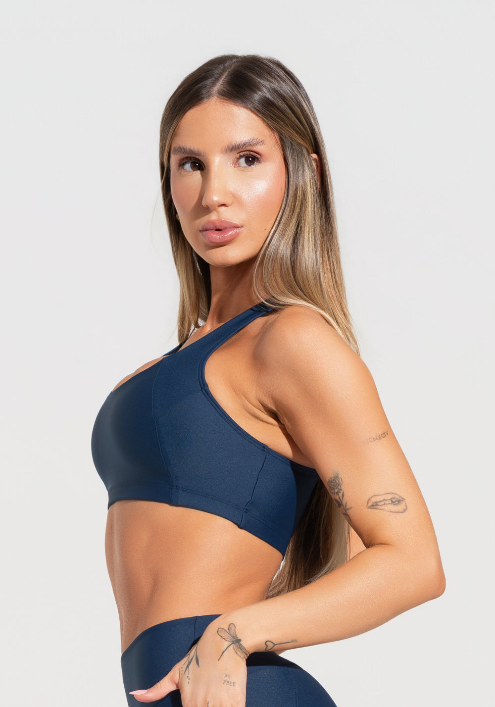 Top De Treino Feminino Modelo Nadador Básico Dlk Azul Marinho