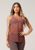 Camiseta Feminina De Tule Com Abertura Lateral Estampada Authentic Marrom Printed Dlk