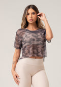 Blusa Feminina De Tule Estampada Strong Nude Printed Dlk