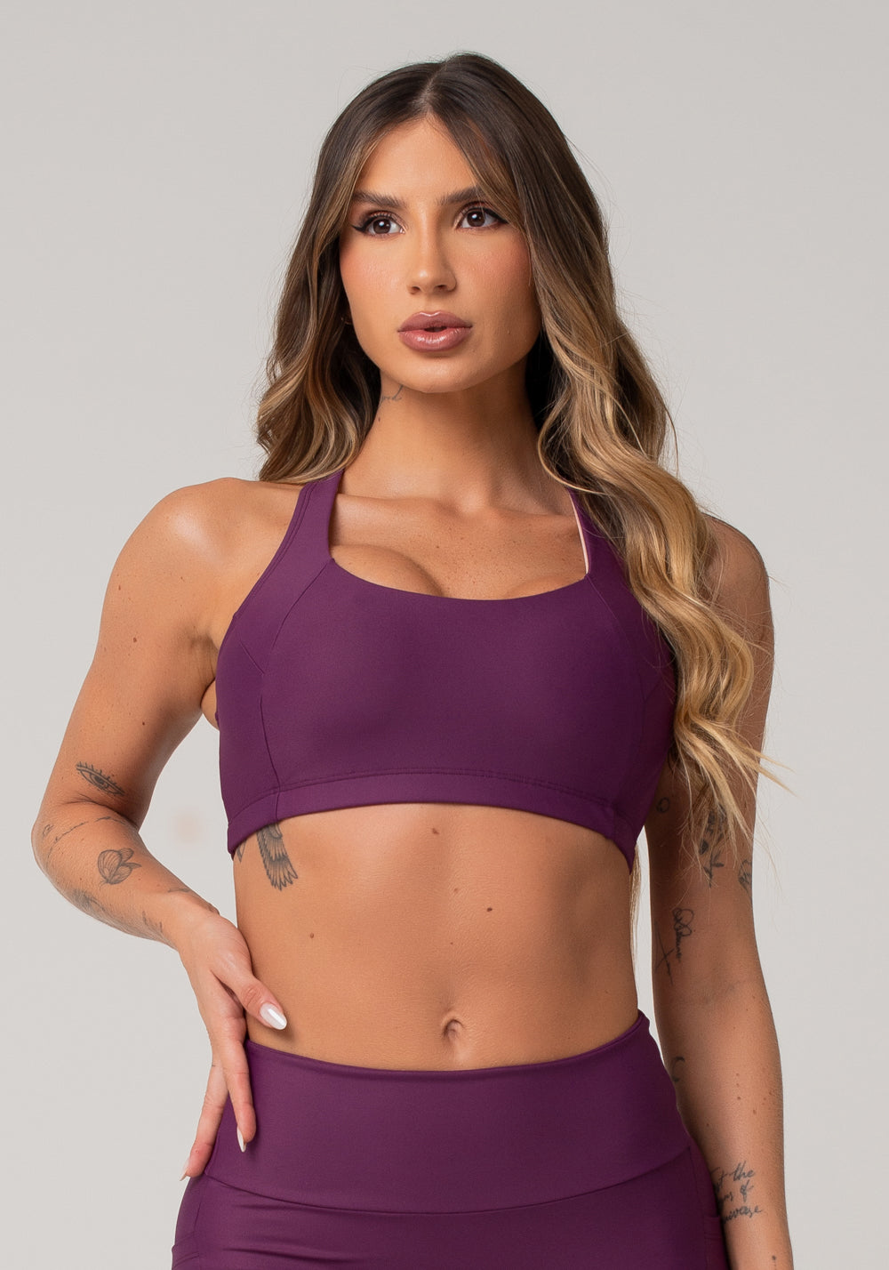 Top De Treino Feminino Modelo Nadador Básico Dlk Vinho