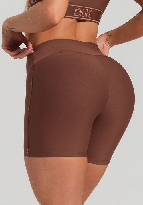 Bermuda Fitness Feminina Com Elástico Estreito Lateral Activity Dlk Marrom