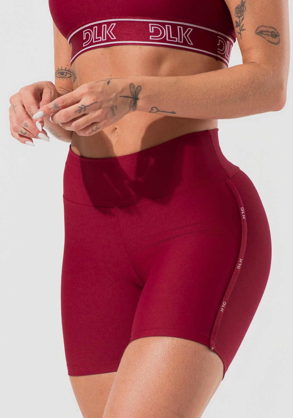 Bermuda Fitness Feminina Com Elástico Estreito Lateral Activity Dlk Vermelho Cereja