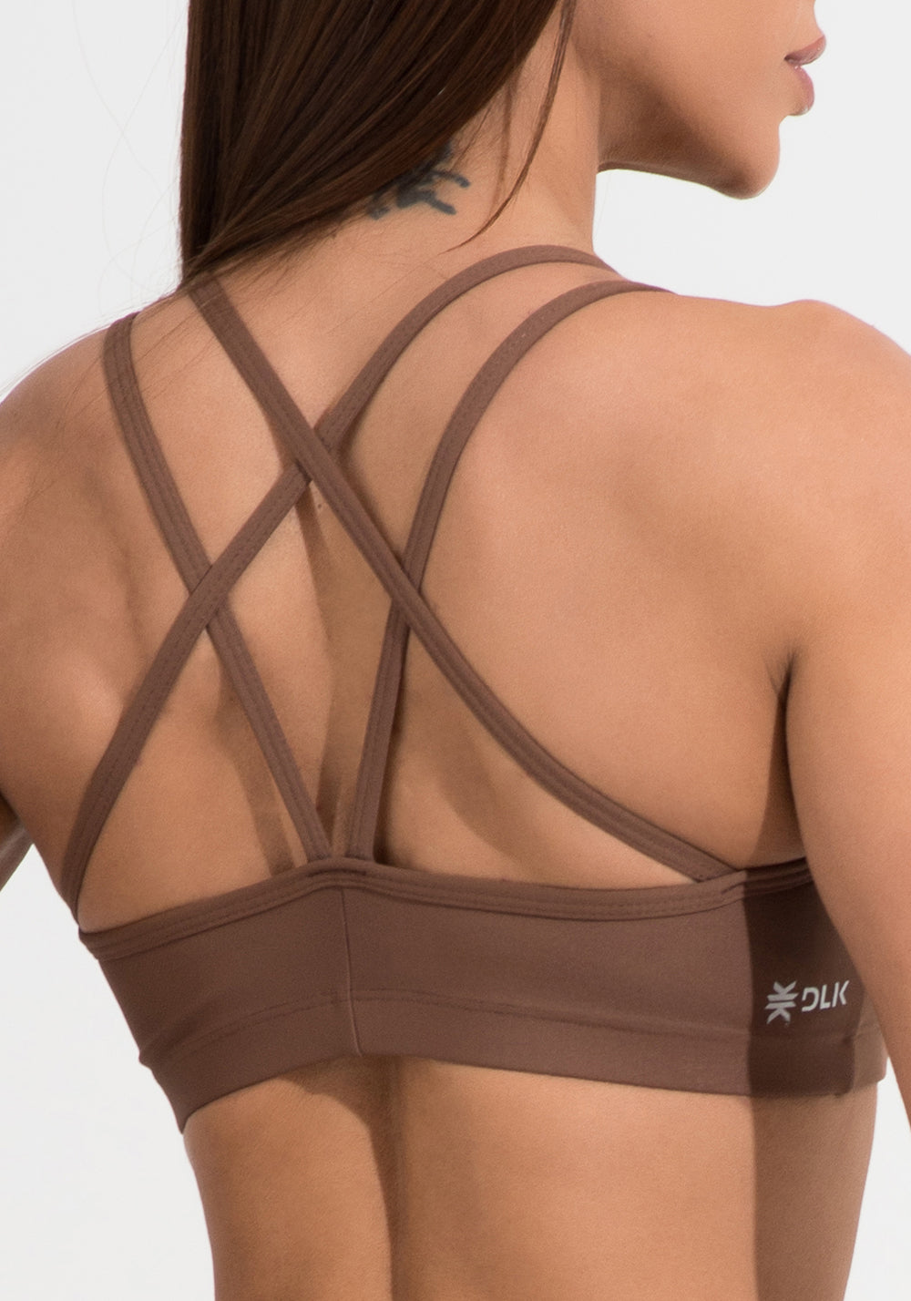 Top Fitness Feminino Marrom com Alça Dupla Aura Dlk