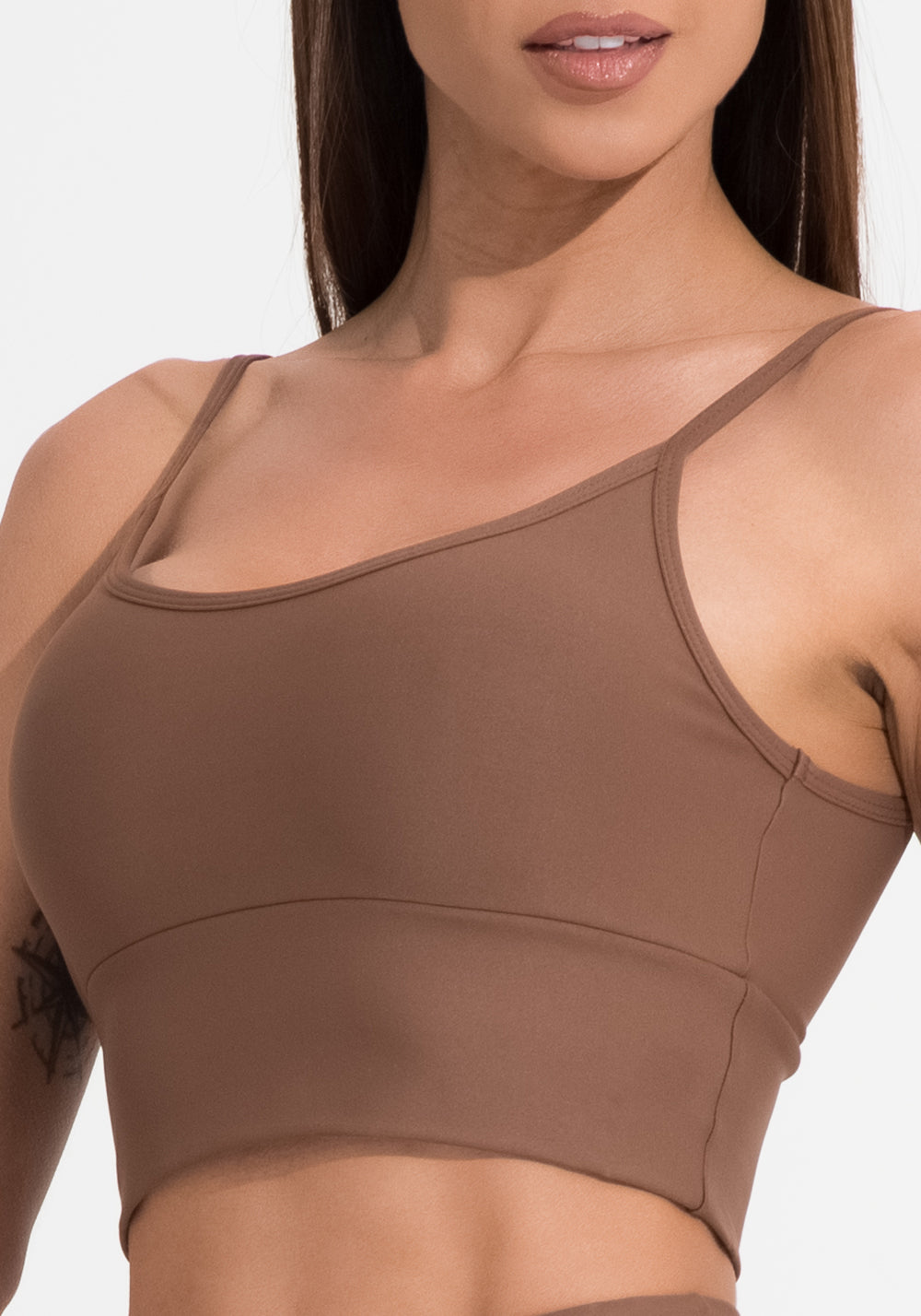 Top Fitness Feminino Marrom Com Bojo Aura Dlk