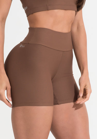 Short Fitness Feminino Marrom Aura Dlk