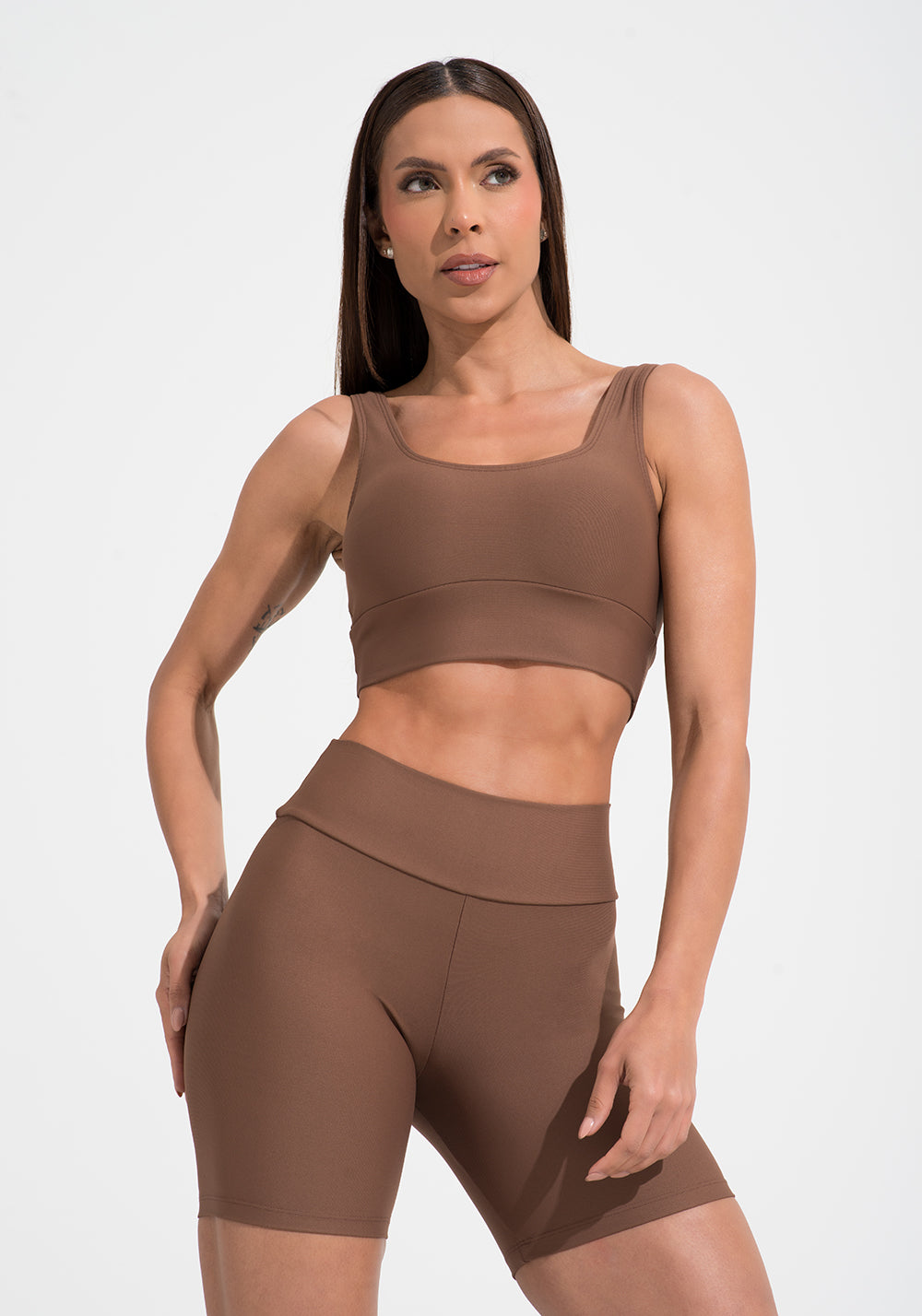 Bermuda Fitness Feminina Marrom Aura Dlk