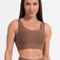 Top Fitness Feminino Marrom Com Alça Larga Aura Dlk