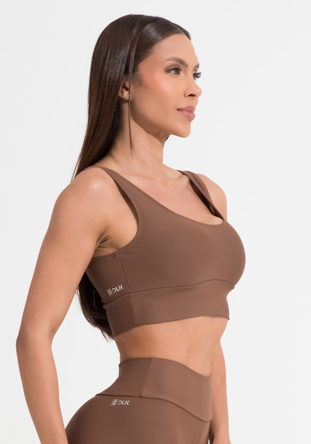 Top Fitness Feminino Marrom Com Alça Larga Aura Dlk