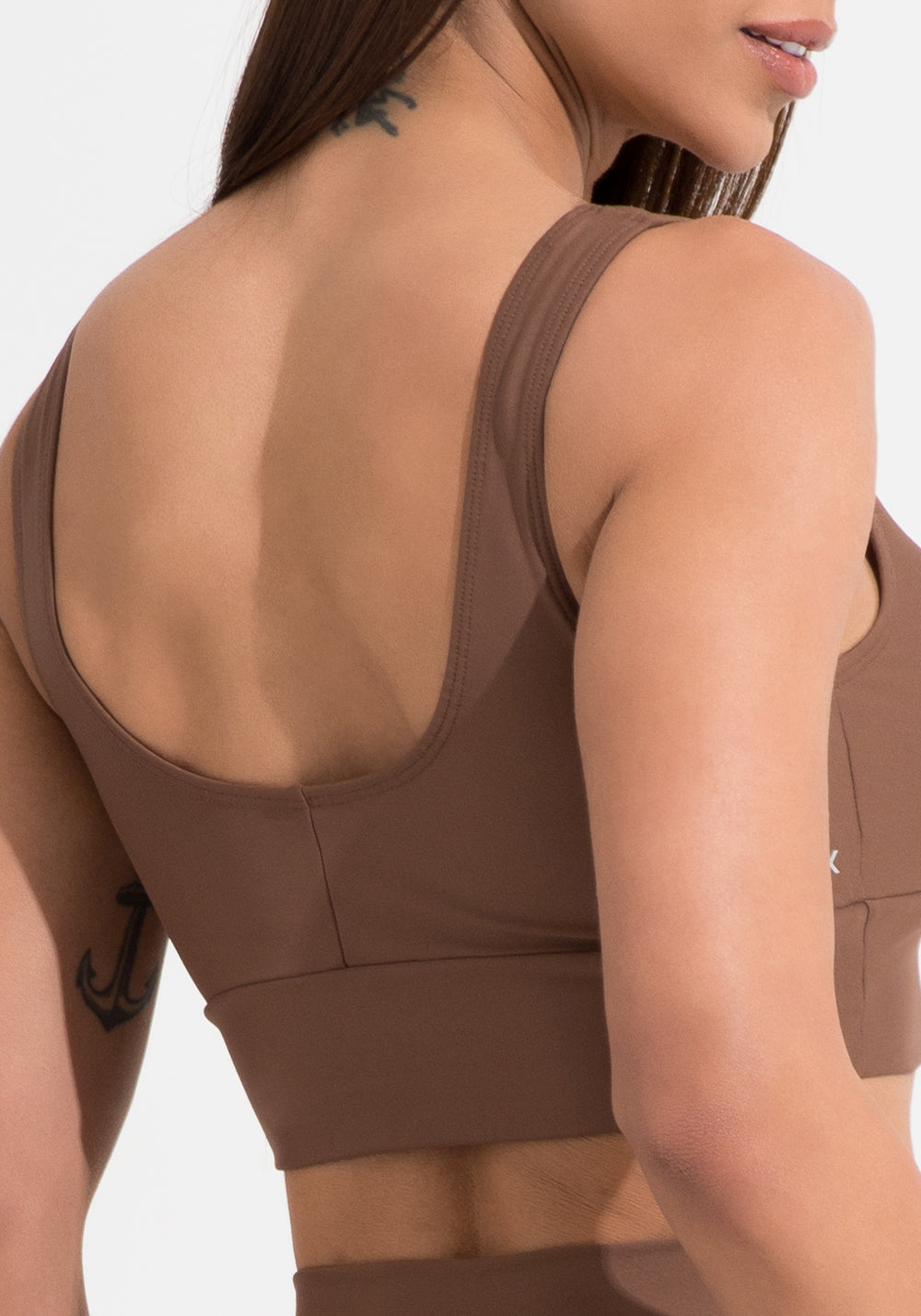 Top Fitness Feminino Marrom Com Alça Larga Aura Dlk
