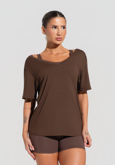 Blusa Feminina com Decote V Soul Dlk Marrom