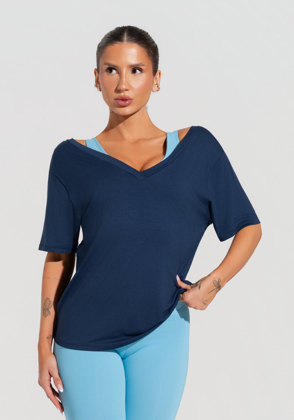 Blusa Feminina Com Decote V Soul Dlk Azul Marinho