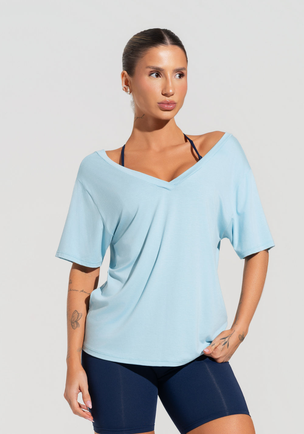 Blusa Feminina Com Decote V Soul Dlk Azul