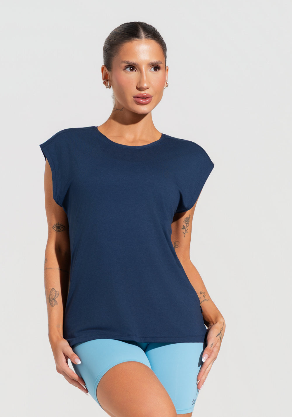 Blusa Feminina Com Manga Curta Soul Dlk Azul Marinho