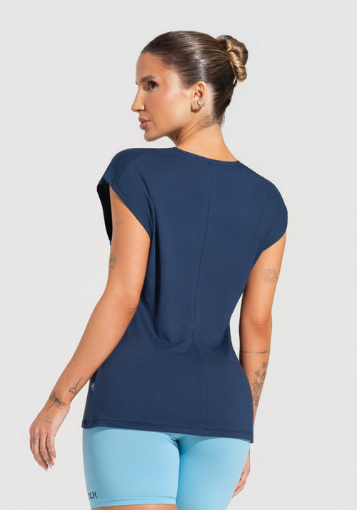 Blusa Feminina Com Manga Curta Soul Dlk Azul Marinho