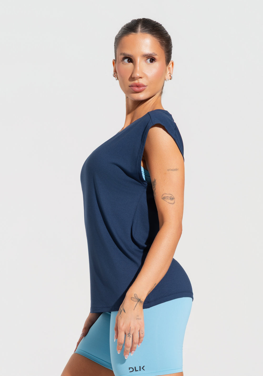 Blusa Feminina Com Manga Curta Soul Dlk Azul Marinho