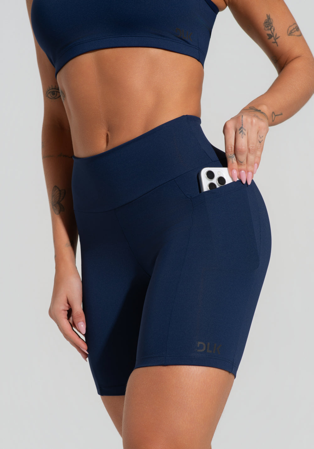 Bermuda Fitness Feminina Com Bolsos Soul Dlk Azul Marinho