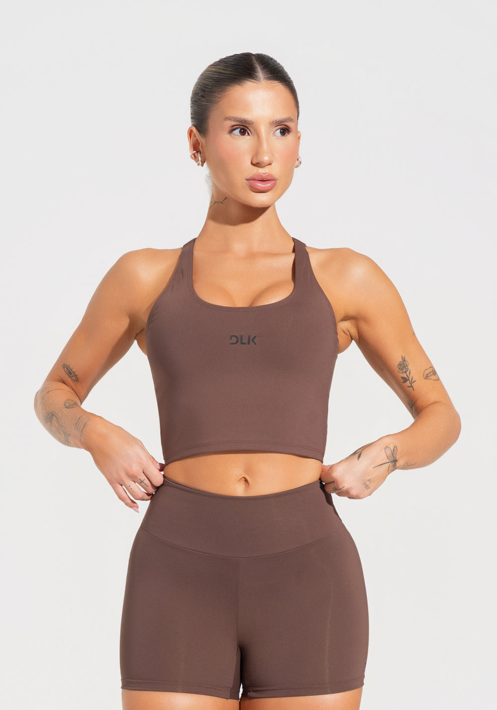 Cropped Fitness Feminino Com Alças Reguláveis Soul Dlk Marrom