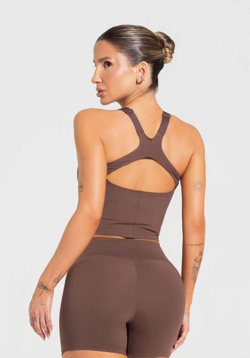 Cropped Fitness Feminino Com Alças Reguláveis Soul Dlk Marrom