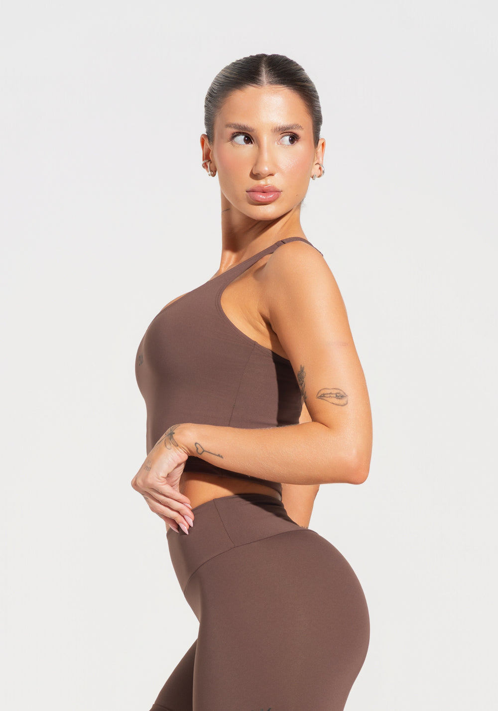 Cropped Fitness Feminino Com Alças Reguláveis Soul Dlk Marrom