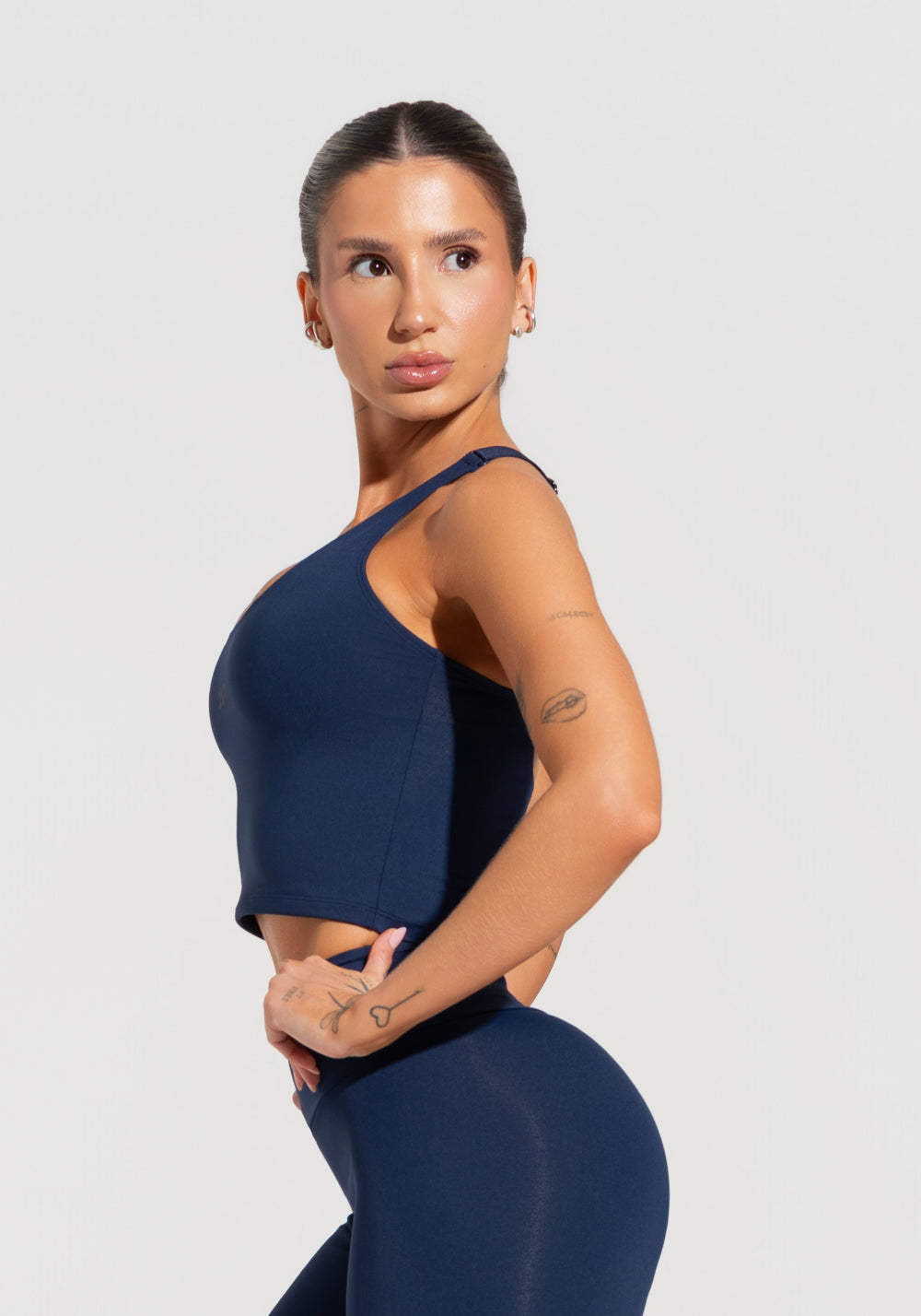 Cropped Fitness Feminino Com Alças Reguláveis Soul Dlk Azul Marinho
