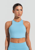 Cropped Fitness Feminino Com Cava Americana Soul Dlk Azul