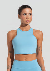 Cropped Fitness Feminino Com Cava Americana Soul Dlk Azul