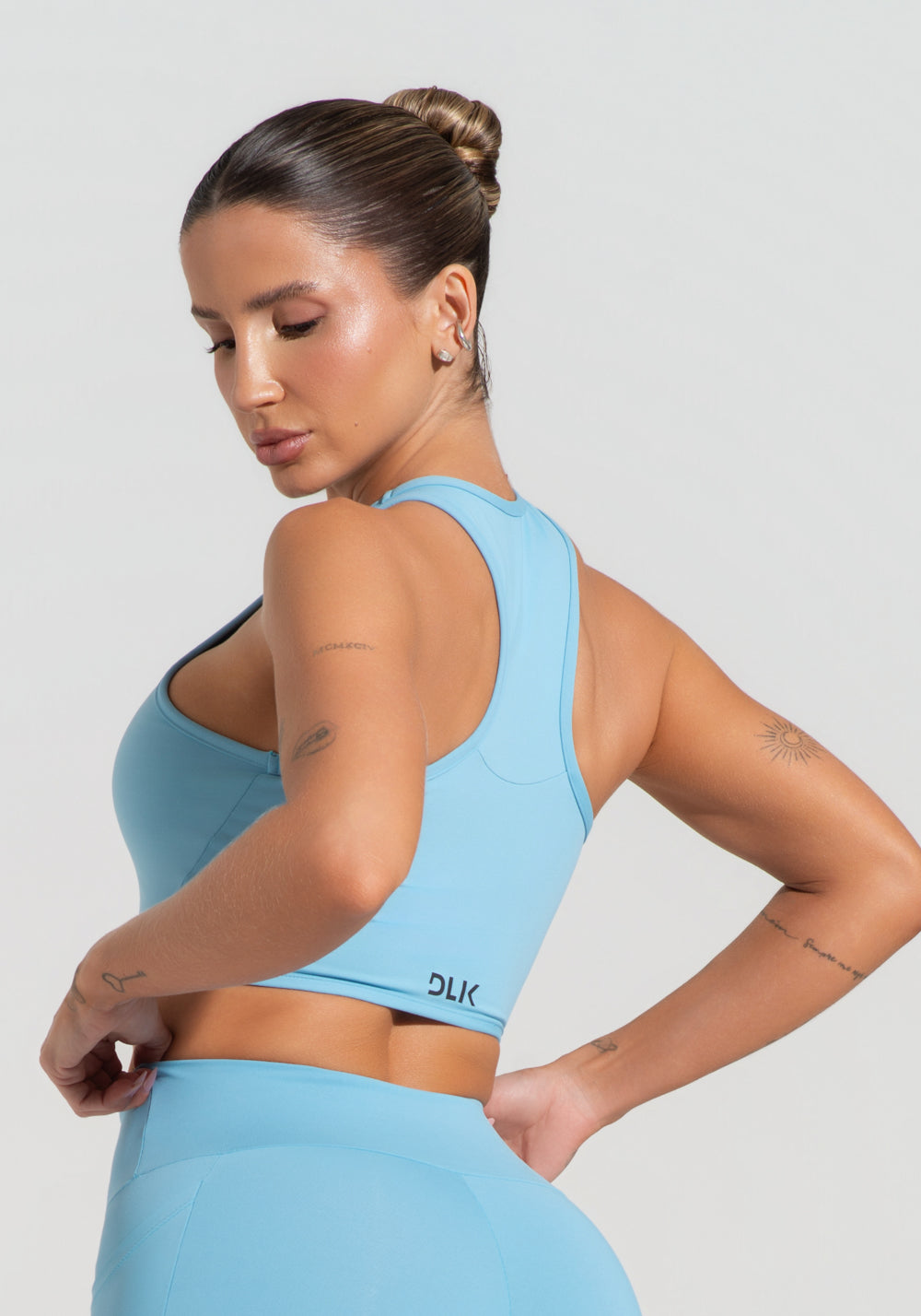 Cropped Fitness Feminino Com Cava Americana Soul Dlk Azul