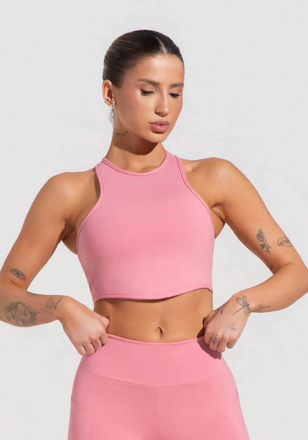 Cropped Fitness Feminino Com Cava Americana Soul Dlk Rosa