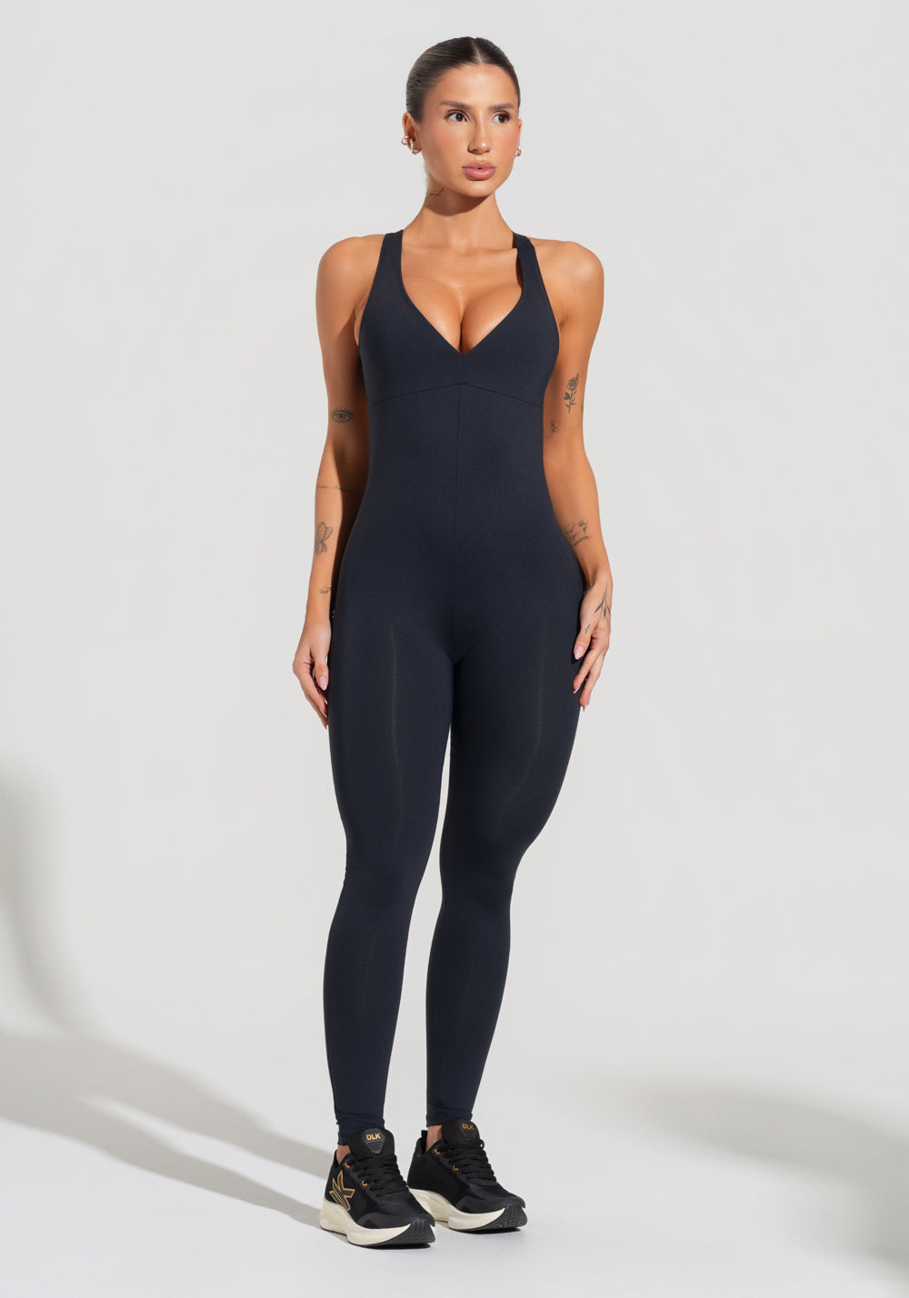 Macacão Fitness Feminino Nadador Com Decote Soul Dlk Preto