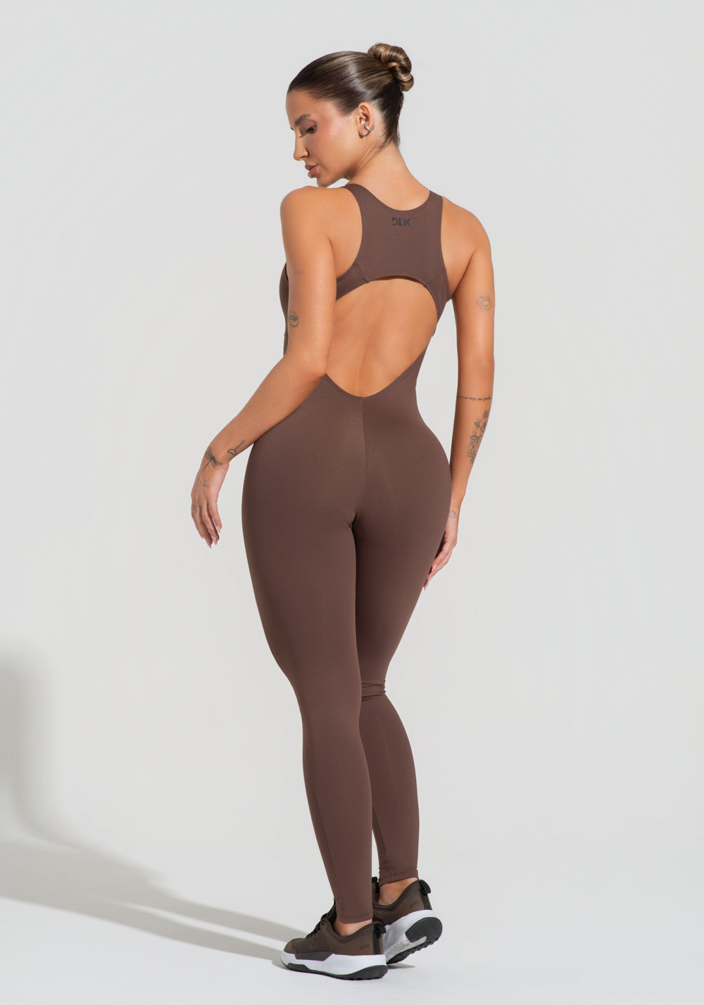 Macacão Fitness Feminino Nadador Com Decote Soul Dlk Marrom