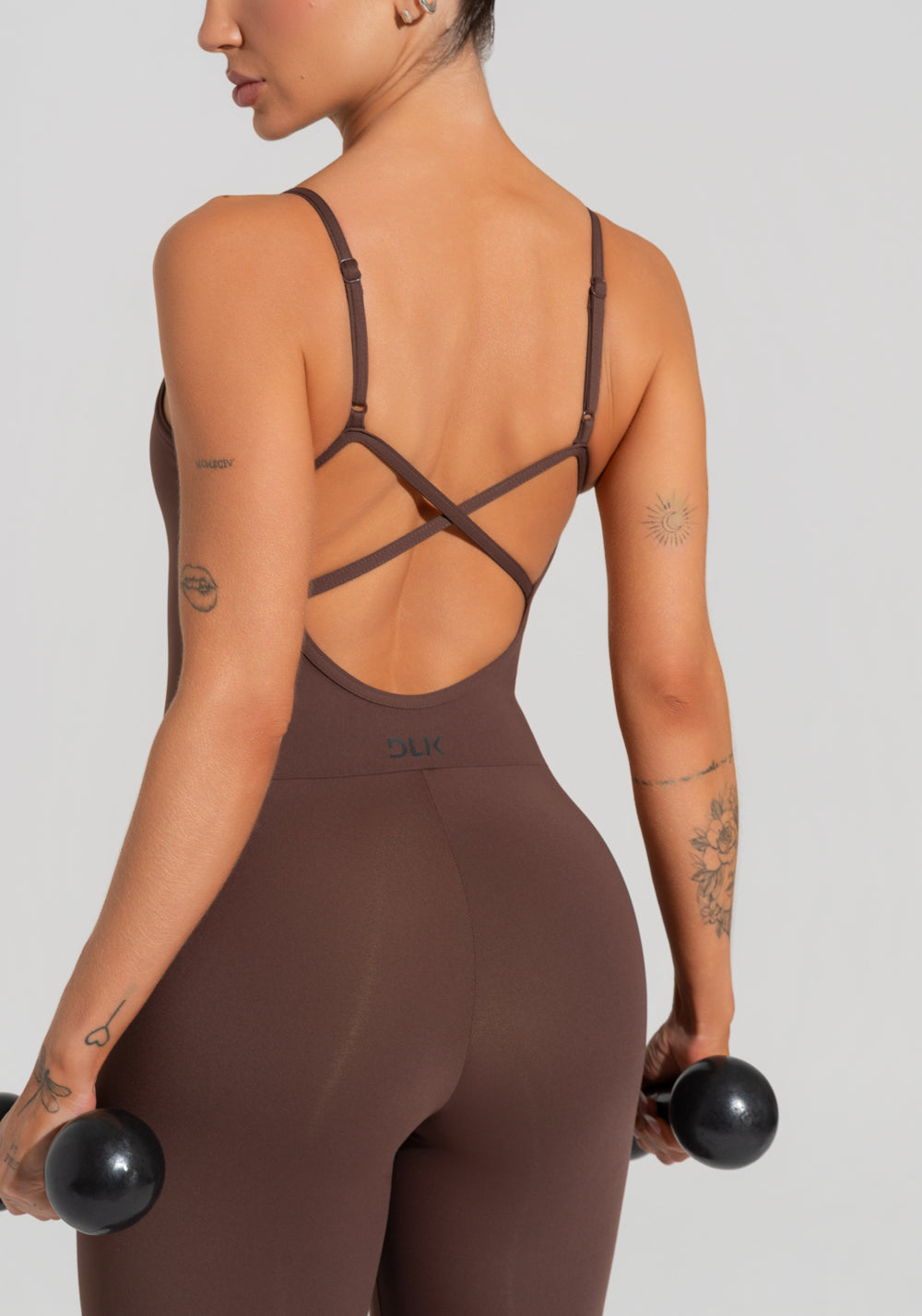 Macacão Fitness Feminino com Alças Reguláveis Soul Dlk Marrom
