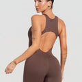 Macaquinho Fitness Feminino Nadador Com Decote Soul Dlk Marrom