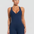 Macaquinho Fitness Feminino Nadador Com Decote Soul Dlk Azul Marinho