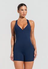 Macaquinho Fitness Feminino Nadador Com Decote Soul Dlk Azul Marinho
