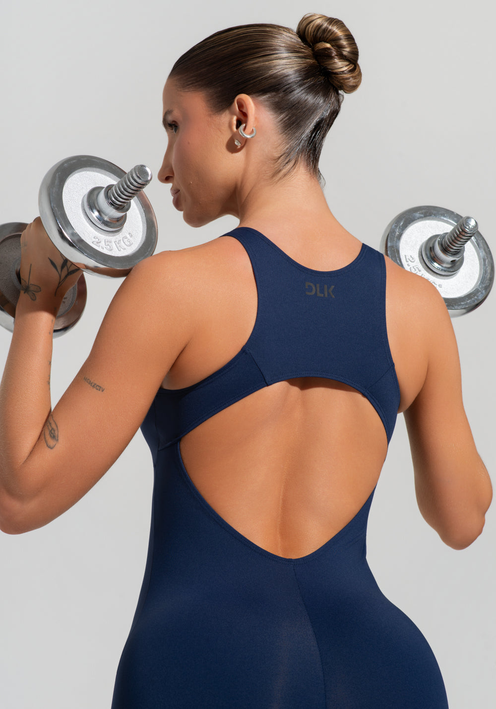 Macaquinho Fitness Feminino Nadador Com Decote Soul Dlk Azul Marinho