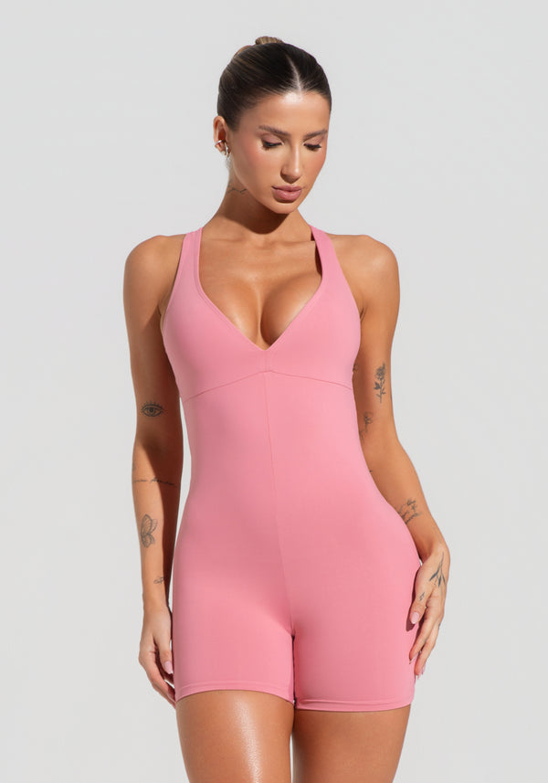 Macaquinho Fitness Feminino Nadador Com Decote Soul Dlk Rosa