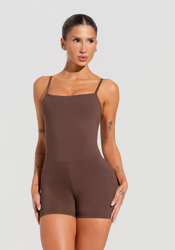 Macaquinho Fitness Feminino Com Alças Reguláveis Soul Dlk Marrom