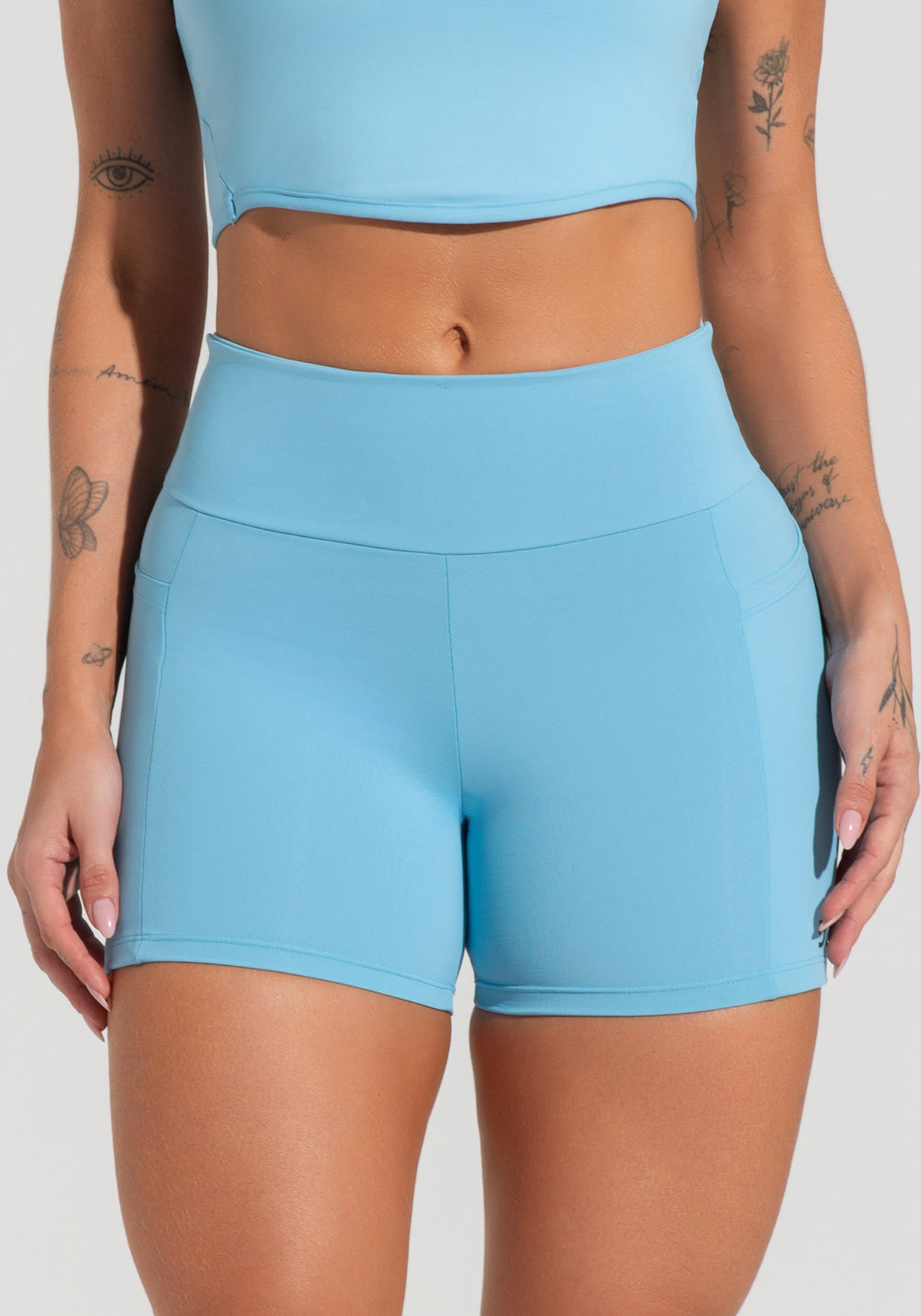 Short Fitness Feminino Com Bolsos Soul Dlk Azul