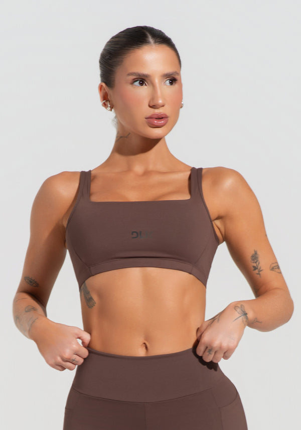 Top Fitness Feminino Com Alças Largas Reguláveis Soul Dlk Marrom
